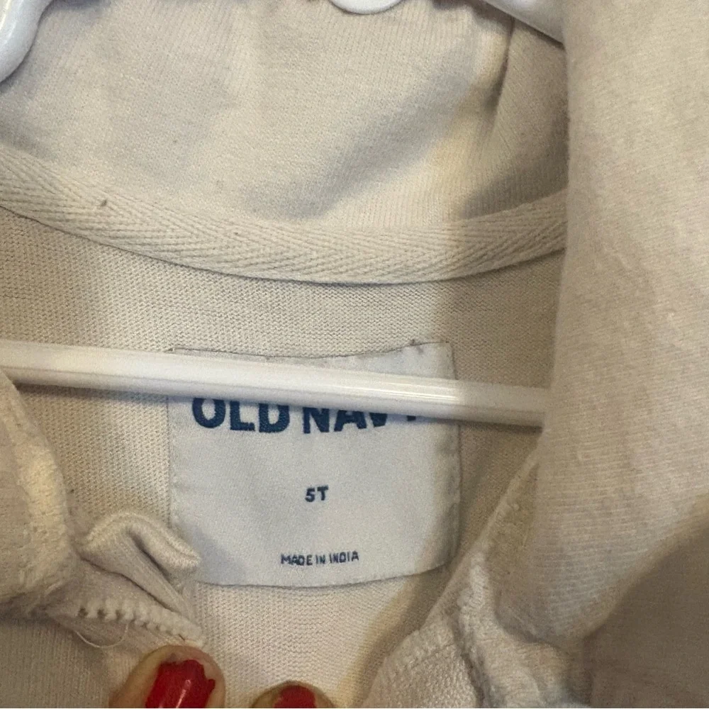 Old Navy Cream and Black Striped Quarter-Zip Kids Top